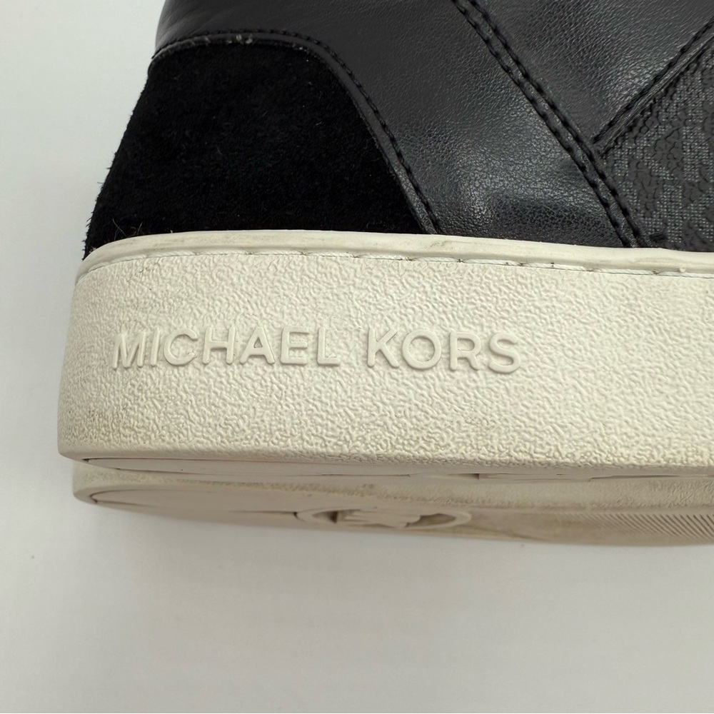 Michael Kors Black Paige High Top Leather/Suede Sneakers Size 10M - Picture 9 of 16
